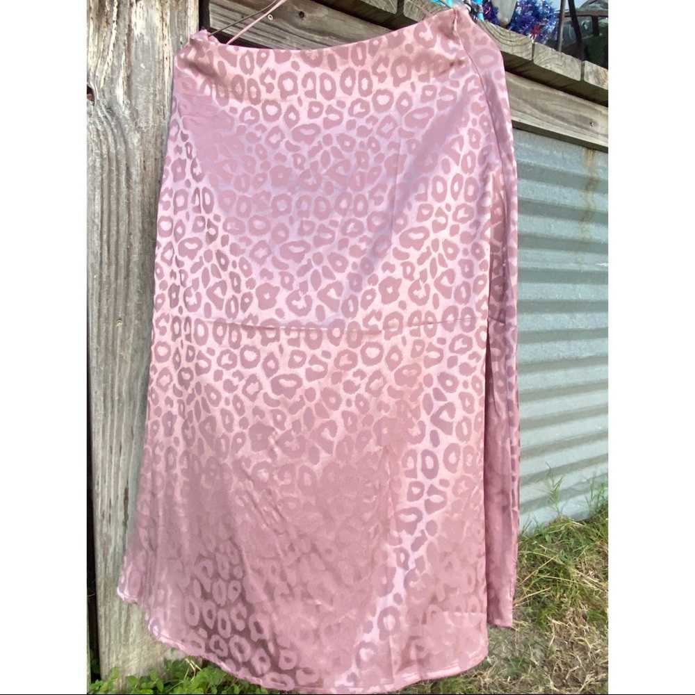 PINK CHEETAH SILK MIDI SKIRT
